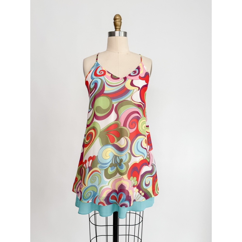 Judith March Anthropologie psychedelic mini dress size XS